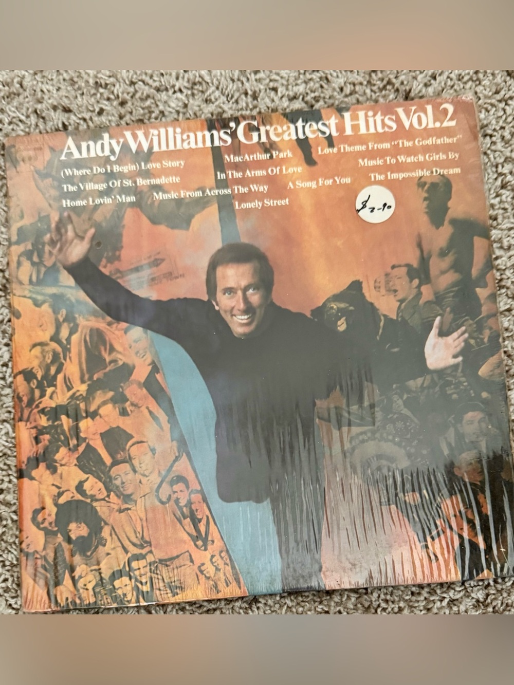 1973 VG+ Andy Williams' Greatest Hits Vol. 2 - Orange & Black Album Cover